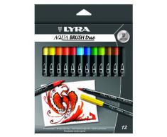 Lyra Aqua Brush Duo - Estuche 12 rotuladores artísticos de colores