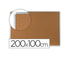 Q-Connect Pizarra Corcho Marco De Aluminio 200 x 100 Cm, Extra Corcho 5 mm