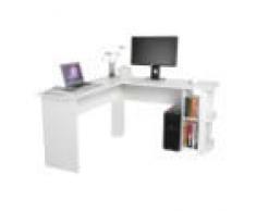Zerone Escritorio de Esquina en Forma de L, Escritorio de la Computadora de Oficina de Madera Práctica Conveniente para la Familia, el Trabajo, la Oficina (Blanco)