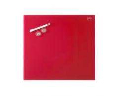 Nobo Diamond - Pizarra de cristal, magnética, pequeña 300 x 300 mm, accesorios incluidos, color rojo