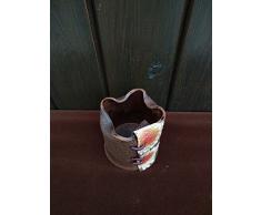 BOTE PARA LÁPICES CON FLORES EN CREMA Y NARANJA