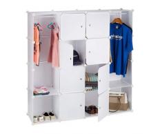 Relaxdays Armario Dormitorio Modular, Blanco, 36.5x146x180 cm