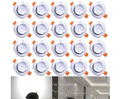 Hengda® 20X Luminarias de techo 3W para salas de estar Apto para baño Iluminación 210 lúmenes Proyector empotrable de techo LED blanco frío Luminaria empotrable