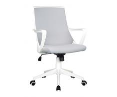 SixBros. Silla de Oficina Silla giratoria Tela Gris/Blanco 0722M/2240