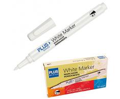 Plus Office White Marker - Marcador permanente, 12 unidades, blanco