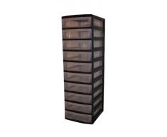 Cajón con ruedas de plástico, cajones con 10 cajones, contenedores Negro, Dresser cajones 10, Armedietto con ruedas, armario de plástico gaveta de almacenamiento - NMC-010