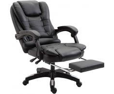 BGY Oficina reclinable Confort Cuero Ejecutivo Silla de Masaje de 7 Puntos Cuero de PU con rotación de 360 ° y Ajuste de Altura (Negro)