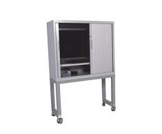 Armario de television con puertas de persiana y cerradura