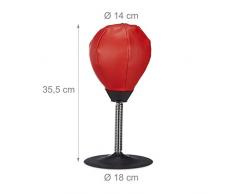 Relaxdays Saco de Boxeo Antiestrés para Escritorio, Piel sintética, Rojo, 35 x 18 x 18 cm