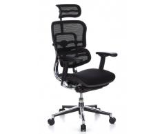 hjh OFFICE 652630 Silla de Oficina ERGOHUMAN Tela/Malla Negro, Silla Escritorio Acolchado, Silla giratoria ergonómica, Reposabrazos Regulables