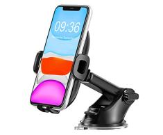 Soporte Móvil Coche, 360° Rotación Salpicadero Soporte Móvil para Coche con Brazo Ajustable, Universal Parabrisas Soporte Telefono Coche con Ventosa Fuerte para la Mayoría de los Teléfonos