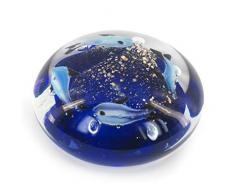 CAPRILO Pisapapeles Decorativo de Cristal Peces Azules. Esculturas. Material de Oficina. Accesorios Escritorio. Papelería. Regalos Originales. Figuras Elegantes. 4.5 x 9 x 9 cm.
