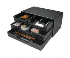 KINGFOM ™ 4 bandeja de cajón organizador de escritorio de oficina, cuero, multifuncional Papelería caja