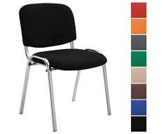 CLP Silla De Conferencia Ken Chrom En Tela I Silla Confidente Apilable I Silla De Oficina Sin Ruedas con Base de Metal I Color: Negro