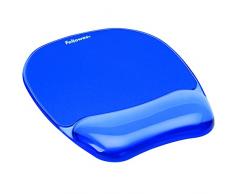 Fellowes Gel Crystals - Alfombrilla de ratón con reposamuñecas ergonómico, Color Azul