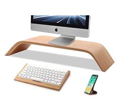 Nuevo soporte de monitor de madera, elevador ergonómico para computadora, soporte de teléfono móvil gratuito, brazo de soporte de monitor de madera para monitor, computadora, computadora portátil,