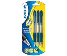 Pilot Supergrip - Bolígrafo retráctil roller (3 unidades), color azul