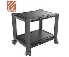 PUTORSEN® Soporte de impresora debajo del escritorio con ruedas, carro de impresora con ruedas, carro de máquina de oficina apilado de altura ajustable con tableta y soporte para teléfono, hasta 20 kg