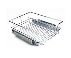 Organizador de armario enrollable, apilable, para debajo del fregadero, con cesta deslizante, cajón para cocina y baño, cromado 400mm/12.4 * 17.3 * 5.3
