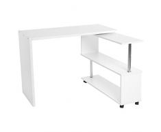 Escritorio en Forma de L para Ordenador de Madera y Ordenador Portátil, Esquina, Gran Mesa de Estudio, Estación de Trabajo con 4 Ruedas y estantes de Libro para Oficina en casa