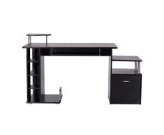 Mesa de PC Mesa de Ordenador Escritorio de Oficina Mesa con Almacenamiento para Hogar Escuela y Oficina 152x60x88cm Madera Negro
