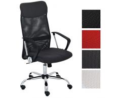 CLP Silla De Oficina Washington Tapizada En Red & Polipiel I Silla De Ordenador Ergonómica & con Ruedas I Silla De Escritorio Moderna I Color: Negro