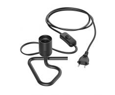 ledscom.de Lámpara de Mesa TRIN con E27 portalámpara Triangle Dreieck-Fuß Negro con Enchufe y Interruptor