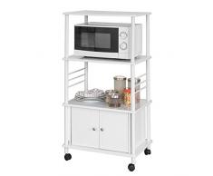 SoBuy Carrito de Cocina, Estante de Cocina, Estante con Ruedas, Estantería de Cocina, FRG12-W, ES