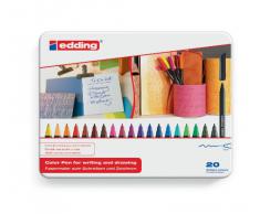 Edding 1200 - Estuche de metal con 20 rotuladores, multicolor