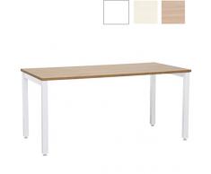 Mesa Escritorio Oficina Blanca de Madera Grande Resistente para Teletrabajar,Estudiar, Despachos,Ordenador de Sobremesa,Gaming,Youtubers, Salas de Estudio y Aulas de Formación (Nogal, 160)