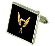 Caja de plata maciza grabada Secretario Masónica gemelos Square