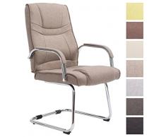 CLP Silla De Oficina Sin Ruedas XXL Attila Tapizada En Tela I Silla Oscilante con Base De Metal I Silla Estilo Cantiléver Acolchada I Color: Gris Topo