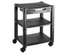 hjh OFFICE 721081 mesa auxiliar para impresora ALTURA HIGH plástico negro con cajón y ruedas