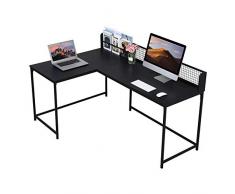 Escritorio para ordenador en forma de L para oficina en casa o oficina MDF Escritorio esquinero PC estación de trabajo estable mesa 165 x 110 x 75-95 cm Negro