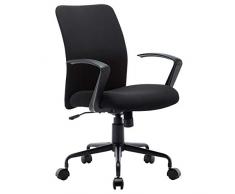 IntimaTe WM Heart Silla Ejecutiva de Oficina de Tela Silla Giratoria de Escritorio para Computadora Hogar y Oficina, Diseño Moderno de Reposabrazos con Base Cromada (Negro)