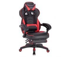 WOLTU Racing Sillas de Escritorio Cuero sintético Gaming Silla de Oficina Ergonómica Silla de Ordenador Taburete Giratoria de Oficina con Ruedas Silla Rojo BS71rt
