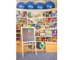 YongFoto 1,5x2,2m poliéster Fondo de Fotografia Estante con Juguetes Pupitre de Escuela Telón de Fondo Fiesta Niños Boby Retrato Personal Estudio Fotográfico Accesorios