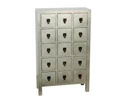 PAME 40624 - Cajonera de Madera con 15 cajones, Color Plata