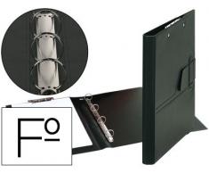 CARPETA 4 ANILLAS 25 MM LENGUETA MINICLIP PLASTICO SARO FOLIO NEGRA