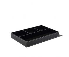 Gutyan Organizador de Mesa 4 Compartimentos Bandeja de Valet de Cuero sintético Aparador de Escritorio Caja organizadora Superior para monederos Monedas Llaves y Joyas