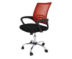 La Silla Española Ribadeo Silla de Oficina sin Reposacabezas, Poliéster y Rejilla, Rojo, 61x58x89 cm
