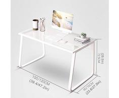 Vidrio Templado Mesa De Ordenador A Prueba De Calor, Estilo Moderno Marco De Acero Mesa De Oficina Durable Escritura Lectura Escritorio De Estudio-c 100x60cm/39.4x23.6in