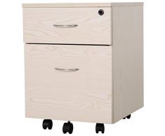 HOMCOM Cajonera Archivador con Ruedas Armario Archivador Móvil Cajonera Madera Seguro para Oficina con Llave para Organizar Documentos en Oficina o Hogar 40x44x54.6cm