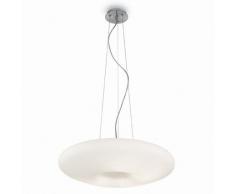 Ideal Lux Glory SP5 D60 iluminación de techo Blanco E27 60 W - Lámpara (Blanco, Salón comedor, Ovalado, Cepillado, Vidrio, Metal, Níquel, IP20)