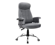 Songmics Sonmics OBG41G-Silla de Oficina giratoria (Altura Regulable, Acolchada), Gris, 756532