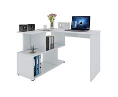 WOLTU Escritorio de Computadora Escritorio de Esquina Mesa de Trabajo PC con Estantes 120x100x77cm (WxDxH) MDF Blanco TS64ws