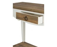 elbmöbel Consola Secreter Blanco Marrón Rústico cajón Beige Maciza Mesa de Madera