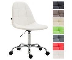 CLP Silla De Oficina Moderna Reims Tapizado En Cuero PU I Silla De Escritorio con Respaldo I Silla De Ordenador con Ruedas I Color: Blanco