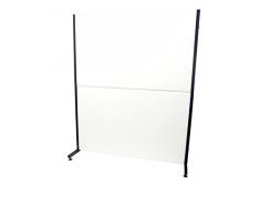 Biombo Separador para oficinas y centros de Trabajo, Desmontable y con Estructura de Color Negro - Tapizado en similpiel Color Blanco Piqueras Y Crespo Modelo Valdeganga