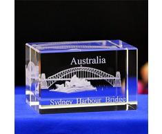 qianyue Cubeta de Cristal de Londres Modelo pisapapeles 3D Torre de Puente Grabado con láser Ojo Big Ben Figurines Feng Shui Recuerdos artesanías (Australia)